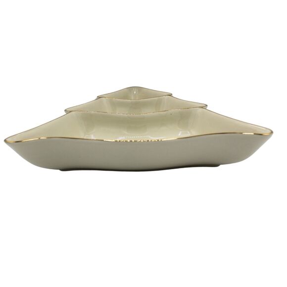 Vintage Lenox Holiday Tree Divided Serving Dish Creamy White with Holly Berries - Picture 9 of 9